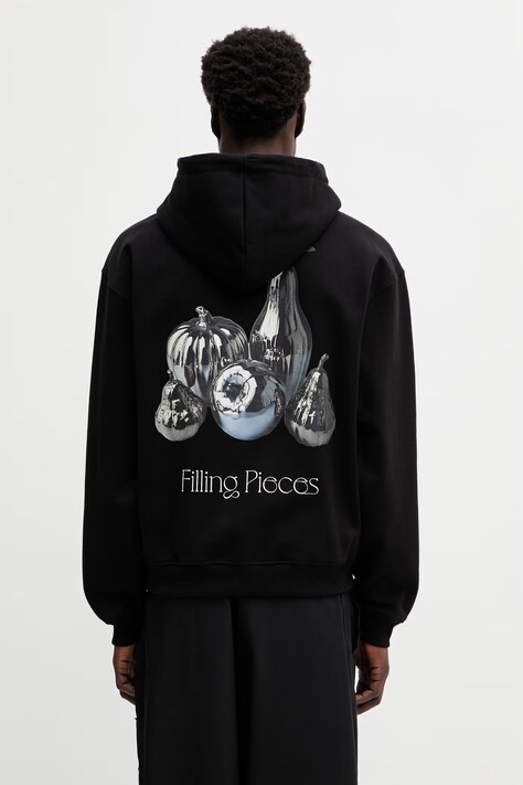 Filling Pieces bluza bawełniana Chrome Fruit męska kolor czarny z kapturem gładka 412633501291.130