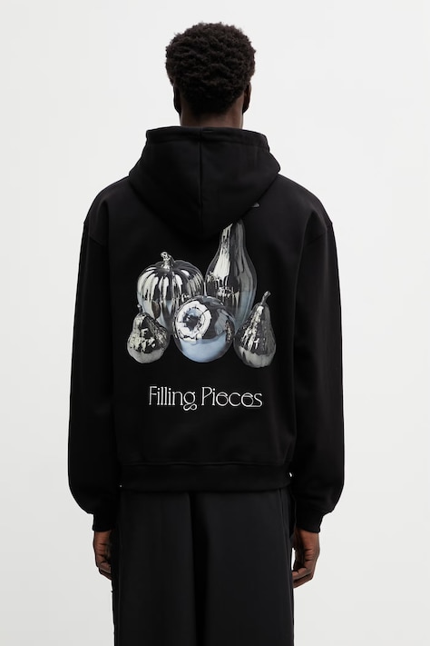 Filling Pieces bluza bawełniana Chrome Fruit męska kolor czarny z kapturem gładka 412633501291.130