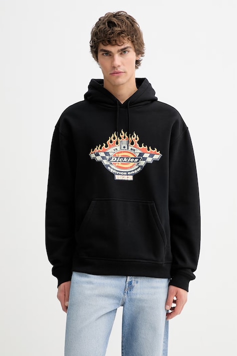 Dukserica Dickies boja: crna, s kapuljačom, s tiskom, DK0A89I9BLK1