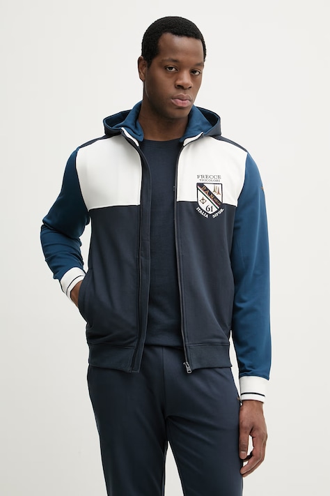 Aeronautica Militare bluza męska kolor niebieski z kapturem z aplikacją FE2096UF00674