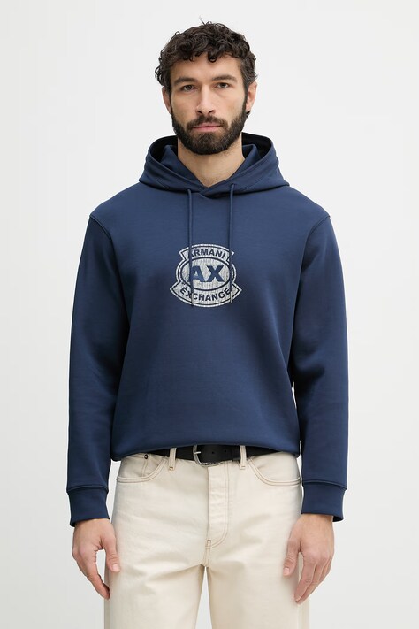 Armani Exchange суичър с качулка мъжки тъмносин XM002332 AF10818