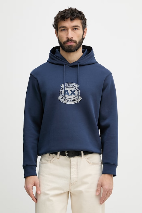 Armani Exchange суичър с качулка мъжки тъмносин XM002332 AF10818