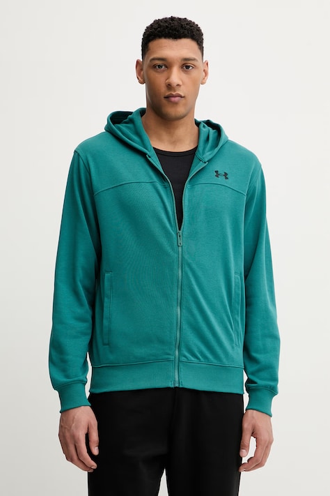 Under Armour bluza Rival męska kolor zielony z kapturem gładka 6009346