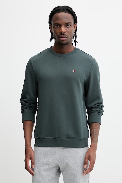 Napapijri bluza bawełniana Balis męska kolor zielony gładka NP0A4H89G1S1