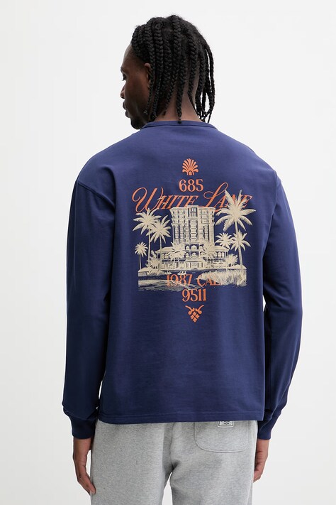 Napapijri bluza bawełniana UYUNI męska kolor granatowy z nadrukiem NP0A8AD1B2Q1