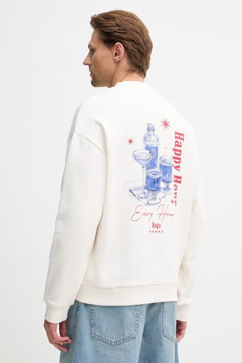 HUGO Blue bluza damska bawełniana Nucavex beżowa 50560062