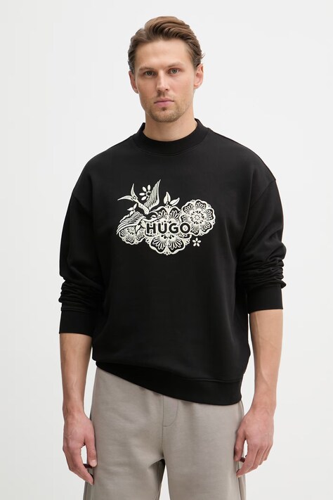 HUGO mikina pánská bavlněná Darony černá 50556549