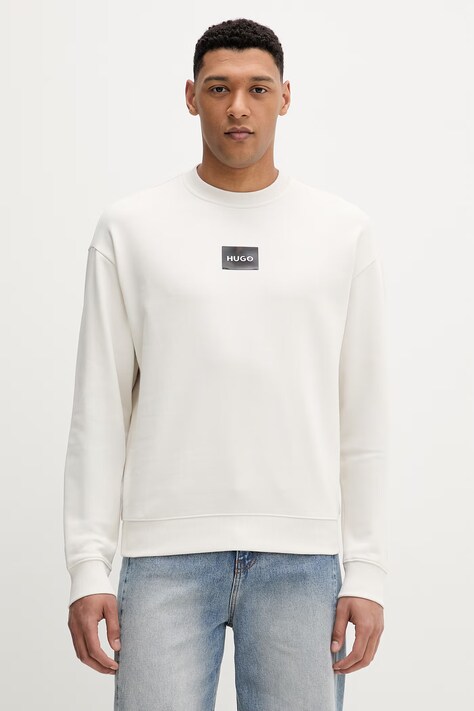 HUGO bluza bawełniana Daylo męska kolor beżowy gładka 50557452