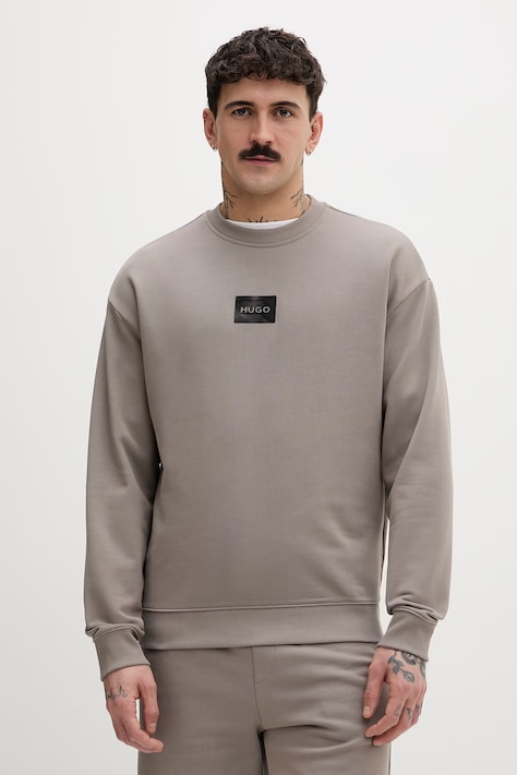 HUGO bluza bawełniana Daylo męska kolor beżowy gładka 50557452