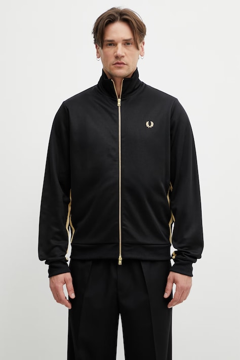 Fred Perry bluza rozpinana męska z bawełną czarna J2329