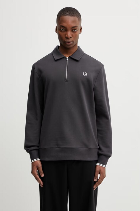 Fred Perry bluza bawełniana męska kolor szary gładka M2426