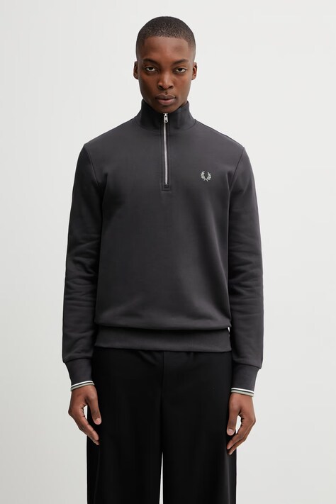 Fred Perry bluza bawełniana męska kolor szary gładka M3574.87A