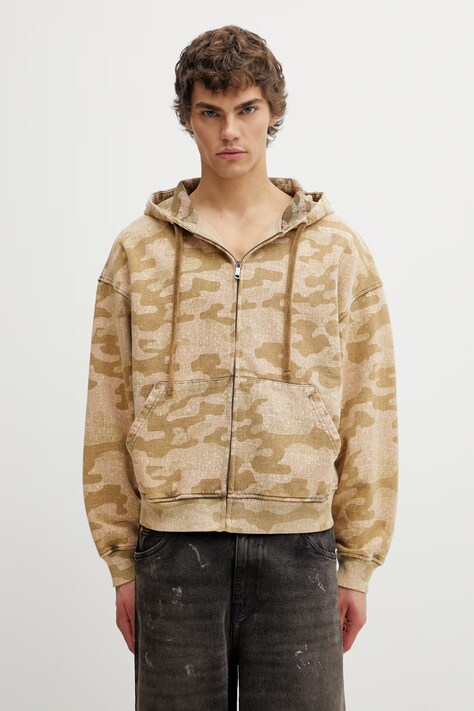 Daily Paper boxy camo bluza rozpinana bawełniana męska zielona 2610016