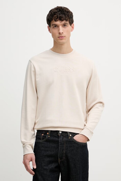 Guess mikina pánská bavlněná béžová M6GQ07 K3045