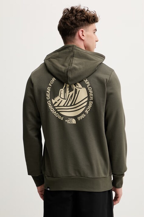 The North Face bluza z kapturem męska z bawełną MONTE zielona NF0A8GA821L1