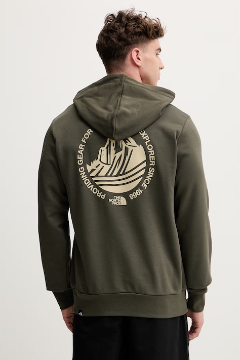 The North Face bluza z kapturem męska z bawełną MONTE zielona NF0A8GA821L1