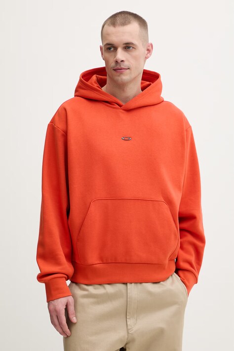 Oakley bluza z kapturem męska z bawełną pomarańczowa FOA407826