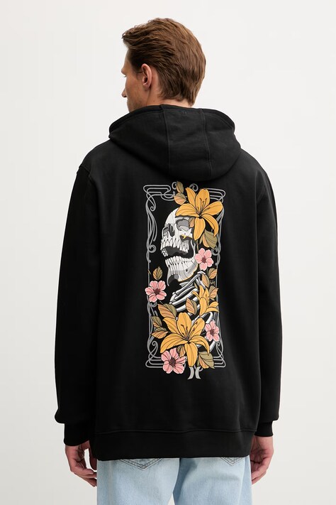 Hurley mikina s kapucí pánská bavlněná černá MFTEUTT0003