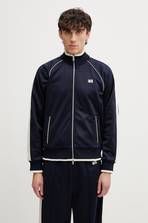 Wales Bonner Motion Track μπλούζα με βαμβάκι ανδρική σκούρα μπλε MS26JE06.JE10.503