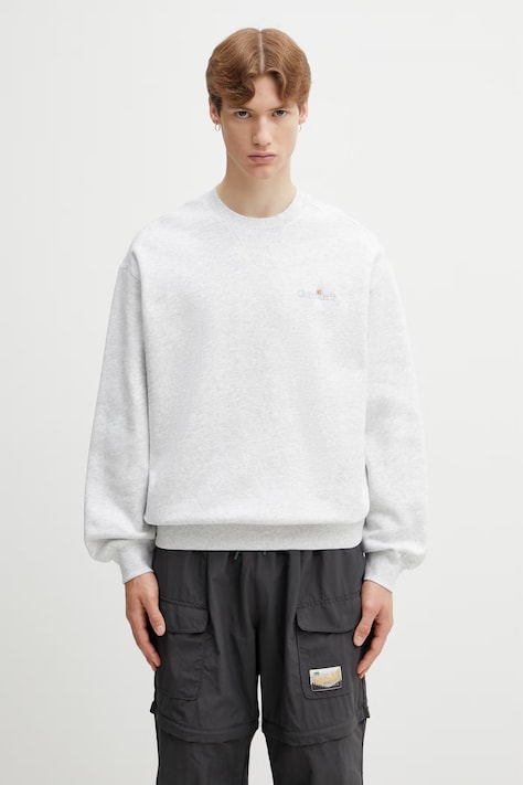 Carhartt WIP WIP Label Sweat oversize mikina bavlnená pánska sivá I036346.482XX