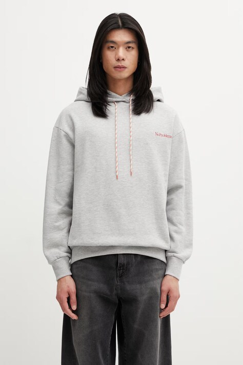 No Problemo Mini Problemo bluza z kapturem męska z bawełną szara NP2001505
