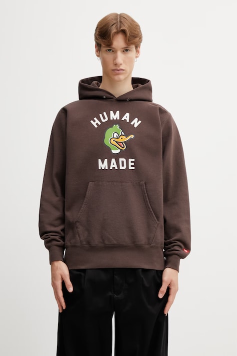 Human Made MENS KNITTED HOODIE кофта с капюшоном из хлопка для мужчин коричневая HM31CS036