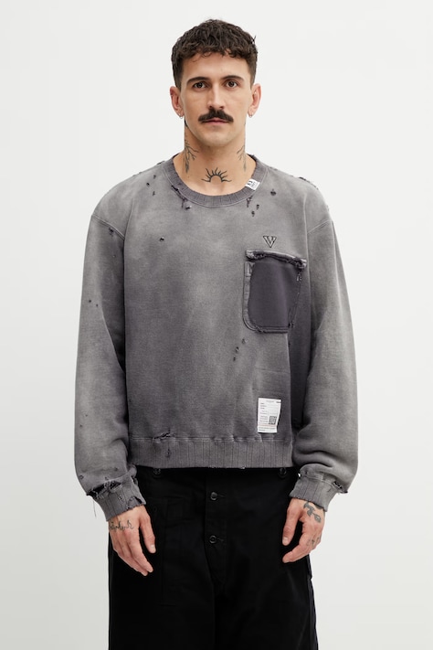 Maison MIHARA YASUHIRO кофта из хлопка для мужчин серая J16PO722