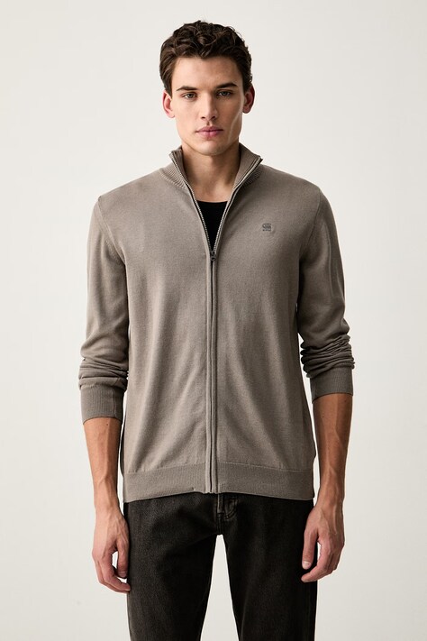 G-Star sweter rozpinany męski bawełniany Core zip through brązowy D24733-C218