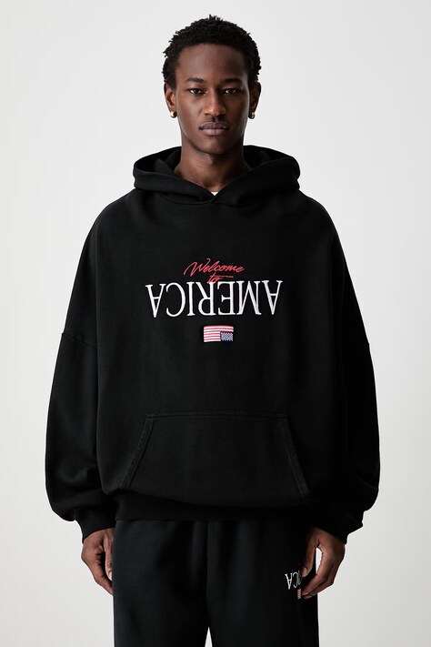 Willy Chavarria WELCOME TO AMERICA hoodie cotton Men's black WCJSY0241