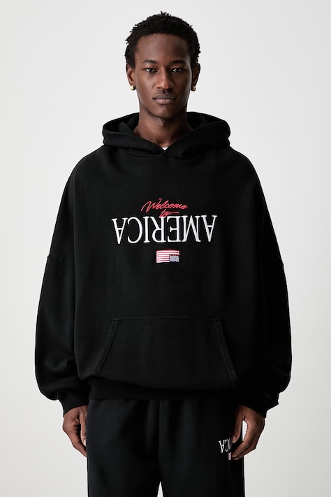 Willy Chavarria WELCOME TO AMERICA hoodie cotton Men's black WCJSY0241