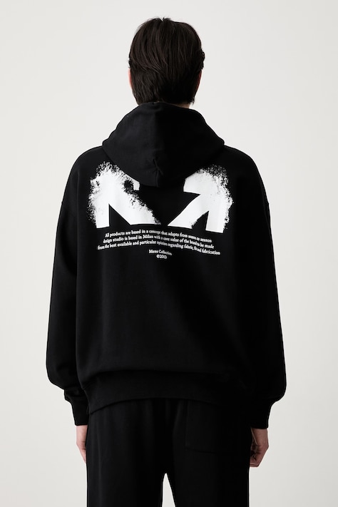 Off-White Half Arrows hanorac cu glugă din bumbac pentru bărbați negru 44MBB085S26F00A001