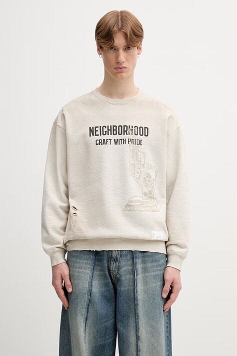 Neighborhood bluza oversize bawełniana męska beżowa 261FPNH.CSM08