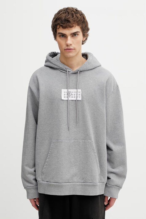 MM6 Maison Margiela bluza z kapturem męska bawełniana szara SH2GU0034.S25337