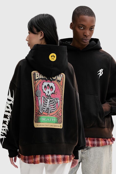 Barrow μπλούζα με κουκούλα βαμβακερή μαύρη S6BWUAHS021