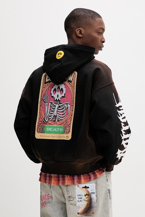 Barrow bluza z kapturem damska bawełniana czarna S6BWUAHS021