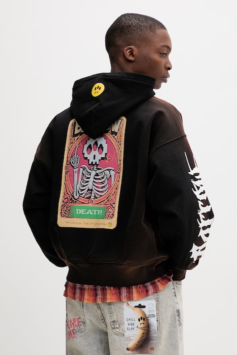 Barrow bluza z kapturem damska bawełniana czarna S6BWUAHS021