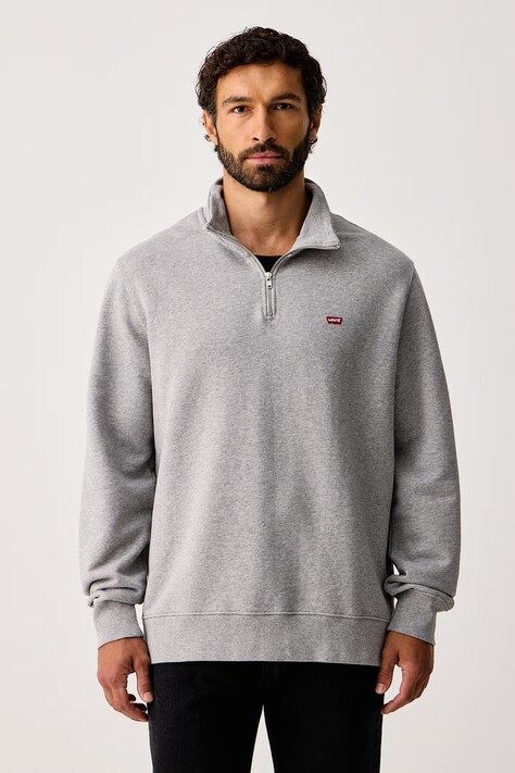 Levi's Mikina bavlnená LSE_ORIGINAL HM 1/4 ZIP sivá 001B9