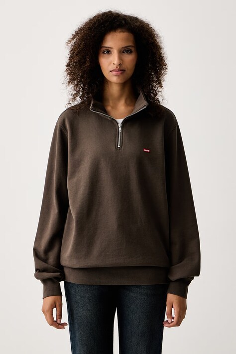 Levi's Mikina bavlnená LSE_ORIGINAL HM 1/4 ZIP hnedá 001B9