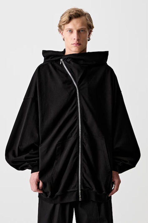 Rick Owens DRKSHDW Mountain Hun zip-up hoodie cotton Men's black DU01F4278.RIGP