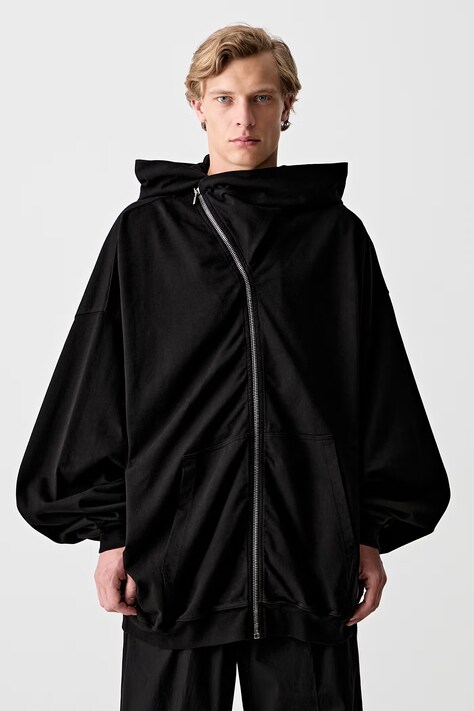 Rick Owens DRKSHDW Mountain Hun rozepínací mikina s kapucí pánská bavlněná černá DU01F4278.RIGP