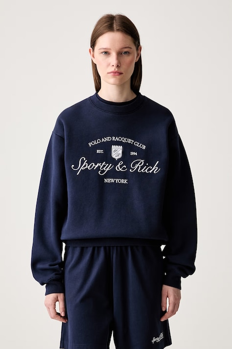 Sporty & Rich Syracuse кофта из хлопка тёмно-синяя ST09875412BL106