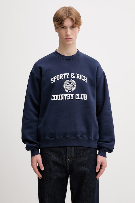 Sporty & Rich Varsity Crest суичър от памук тъмносин ST09876218BL106
