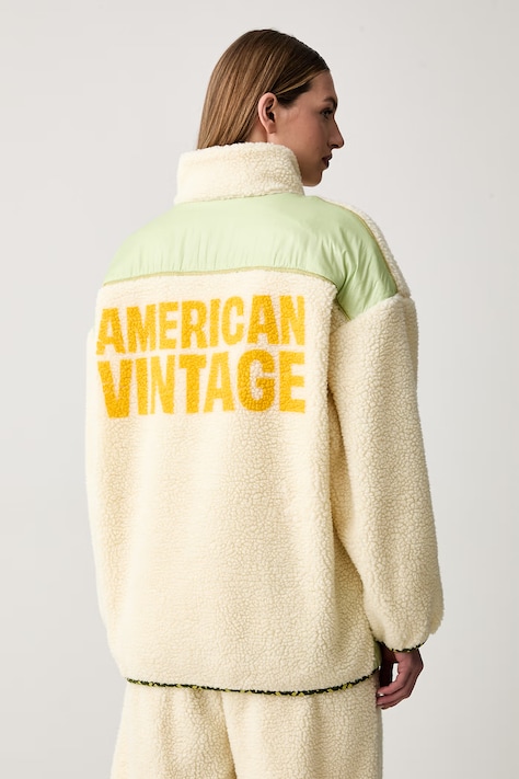 American Vintage bluza sherpa oversize beżowa HOK03B20