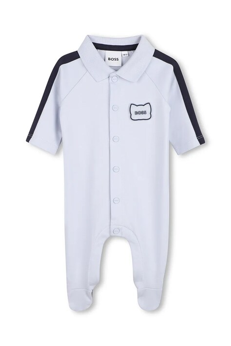 BOSS rampers niemowlęcy bawełniany niebieski J53041