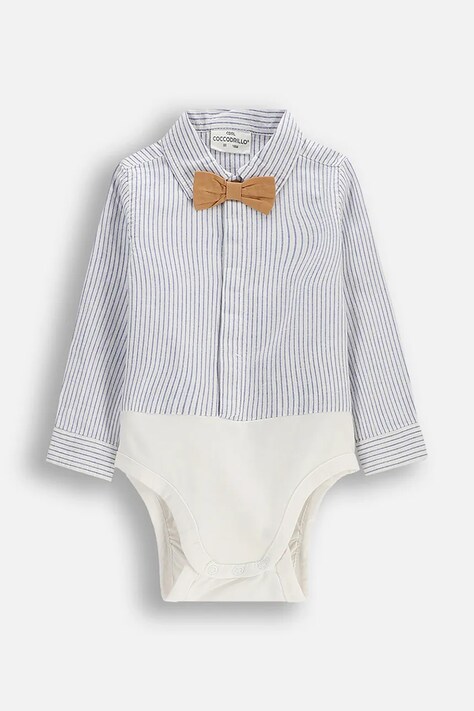 Coccodrillo body niemowlęce z dodatkiem lnu niebieskie ELEGANT BABY BOY