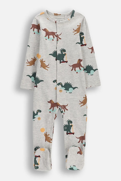 Coccodrillo pajacyk dziecięcy bawełniany szary HEY LETS PLAY BOY NEWBORN