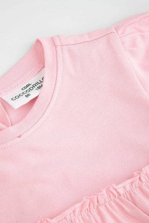 Coccodrillo sukienka niemowlęca kolor różowy mini rozkloszowana HELLO LITTLE GIRL NEWBORN