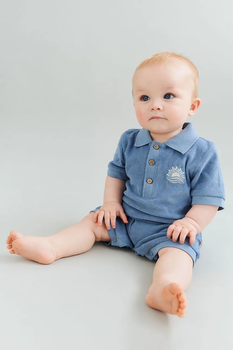 Wheat pajacyk dziecięcy bawełniany niebieski 6986-063-GOTS