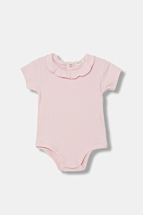 United Colors of Benetton body dziecięce bawełniane z elastanem różowe 3F1EAB00V