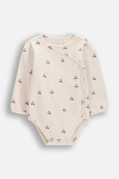 Coccodrillo body niemowlęce bawełniane beżowe HELLO LITTLE GIRL NEWBORN